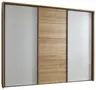 Schwebetürenschrank Lenoso -  B. ca. 260 cm, Eiche massiv, Glas, Champagner