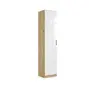 Drehtürenschrank RHONDA- B ca. 47 cm, Eiche Dekor, Weiß, Hochglanz