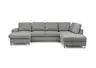 Wohnlandschaft - Longchair links mit 2-Sitzer und Ecke rechts, Stoff, Grau