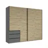 Schwebetürenschrank- B ca. 250 cm, Graphit, Eiche Dekor