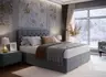 Boxspringbett SANDRIN E- Liegefläche ca. 180x200 cm, Stoff, Graublau, inkl. Stauraum