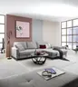 Ecksofa - 3-Sitzer mit Longchair rechts, Schlaffunktion, Stoff, Eisengrau