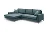 Ecksofa - Longchair links mit 3-Sitzer, Stoff, Azur