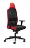 Bürodrehstuhl - mit Armlehnen und Kopfstütze, Synchronmechanik, Stoff, Schwarz, Rot