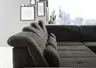 Wohnlandschaft - Longchair links mit 2,5-Sitzer und Ecke rechts, inkl. Sitztiefe verstellbar, Stoff, Schwarz/Anthrazit