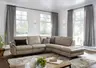 Ecksofa EM Lucca - 2-Sitzer mit Ecke rechts inkl. Armteil verstellbar, Leder, Beige