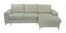 Ecksofa - 2-Sitzer mit Longchair rechts, Schlaffunktion mit Bettkasten, Stoff, Creme