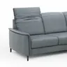 Ecksofa Bolivien - 2,5-Sitzer mit Longchair rechts, Kopfteil verstellbar, Leder Steel