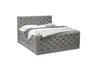 Boxspringbett SANDRIN- Liegefläche ca. 180x200 cm, Stoff, Taupe, inkl. Stauraum und Fußteil