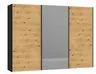 Schwebetürenschrank JOIN IT- B ac. 303 cm., Schwarz, Eiche, Furniert, Spiegel, Dunkel