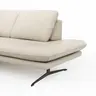Ecksofa Hubertus - Longchair links mit 2-Sitzer, Armlehne verstellbar, Leder, Creme
