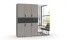 Drehtürenschrank- B ca. 225 cm, Saharagrau, Grafit, Spiegel