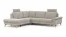 Ecksofa Tulsa KS - 1,5-Sitzer mit Anstellhocker aufklappbar links, Spitzecke und 2,5-Sitzer rechts, inkl. Kopfstütze, AL verstellbar und Schlaffunktion, Stoff, Graubeige