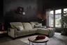 Ecksofa - CALM FLEX 2.0, 3-Sitzer mit Longchari rechts, Kopfteil verstellbar, Stoff, Beige