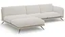 Ecksofa Valdemoro - Longchair mit 2,5-Sitzer rechts inkl. Rückenlehne verstellbar, Stoff, Creme