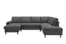 Wohnlandschaft - Longchair mit 2-Sitzer und Ecke rechts, Liegefunktion, Stoff, Anthrazit