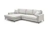 Ecksofa - Longchair links mit 3-Sitzer, Stoff, Creme