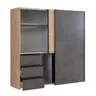 Schwebetürenschrank FJOLLA - B ca. 200,1 cm, Eiche Dekor, Betonoptik Dunkelgrau