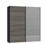 Schwebetürenschrank JOIN IT- B ca. 202 cm, Schwarz, Dunkelgrau, Spiegel, Dunkel