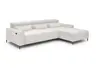 Ecksofa - 2-Sitzer mit Longchair rechts, Sitztiefe verstellbar motorisch/Kopfteil verstellbar, Stoff, Creme