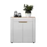 Kommode - B ca. 91 cm, Eiche Evoke Nachbildung, Weiß Hochglanz