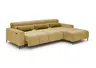 Ecksofa - 2-Sitzer mit Longchair rechts, Sitztiefe verstellbar motorisch/Kopfteil verstellbar, Stoff, Senfgelb
