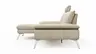 Ecksofa Collina - Longchair links, 2,5-Sitzer, inklusive Kopfstütze, Leder, Ecru