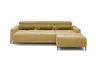 Ecksofa - 2-Sitzer mit Longchair rechts, Sitztiefe verstellbar motorisch/Kopfteil verstellbar, Stoff, Senfgelb