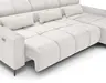 Ecksofa - 2-Sitzer mit Longchair rechts, Sitztiefe verstellbar motorisch/Kopfteil verstellbar, Stoff, Creme