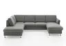 Wohnlandschaft - Ecke links mit 2,5-Sitzer und Longchair rechts, Stoff, Grau