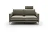 Sofa Cuneo Klassik - 2-Sitzer, Leder, Graubraun, Relaxfunktion, motorisch