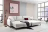 Ecksofa - 3-Sitzer mit Longchair rechts, Schlaffunktion, Stoff, Creme