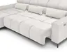 Ecksofa - Longchair links mit 2-Sizer, Sitztiefe verstellbar motorisch/Kopfteil verstellbar, Stoff, Creme