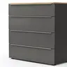 Kommode Colorado Beimöbel - Front Glas, Dunkelgrau matt, Griffe Edelstahlfarbig