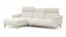 Ecksofa Nevin - Longchair links mit 2-Sitzer rechts, inkl. Kopfpolsterverstellung, Stoff, Weiß