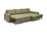 Ecksofa - 3-Sitzer mit Longchair rechts, Schlaffunktion, Stoff, Olive