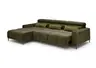 Ecksofa - Longchair links mit 2-Sizer, Sitztiefe verstellbar motorisch/Kopfteil verstellbar, Stoff, Dunkelgrün