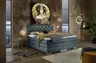 Boxspringbett SANDRIN E- Liegefläche ca. 180x200 cm, Stoff, Graublau, inkl. Stauraum