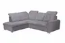 Ecksofa - Ecke links, 2-Sitzer inkl. Schlaffunktion und Bettkasten, verstellbare Kopfstützen, Stoff, Grau