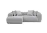 Ecksofa - Longchair links mit 2-Sitzer, Stoff, Silbergrau