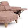 Ecksofa Hudson - Longchair links mit 2,5-Sitzer, inkl. Kopfteil/Armlehne verstellbar und Relaxfunktion (motorisch), Stoff, Kupfer