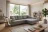 Ecksofa - 3-Sitzer mit Longchair rechts, Stoff, Grau