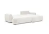 Ecksofa - 2-Sitzer mit Longchair rechts, Stoff, Offweiss