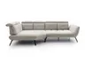 Ecksofa - Ecke links mit 2-Sitzer, Rückenlehne verstellbar, Stoff, Silbergrau