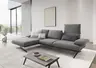 Ecksofa - Longchair links mit 2,5-Sitzer, Rückenlehne/Armlehne verstellbar, Stoff, Grau