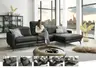 Ecksofa -3-Sitzer mit Longchair rechts, Kopfteil verstellbar, Leder, Anthrazit