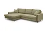 Ecksofa - Longchair links mit 3-Sitzer, Schlaffunktion, Stoff, Olive