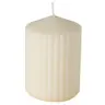 Stumpenkerze Rillea, H 10,00 cm, D 7,00 cm, Paraffin, Cremeweiß 
