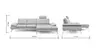Ecksofa Collina - 2,5-Sitzer, Longchair rechts, inklusive Kopfstütze, Leder, Ecru