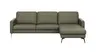 Ecksofa Enna - 3-Sitzer mit Longchair rechts, Armlehne A, Leder, Olive